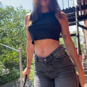 BDG Black Washed Wide Leg Jeans